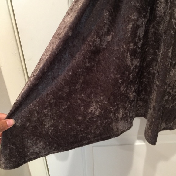 WORN ONCE Crushed Velvet Brown Cold Shoulder Dress - Picture 3 of 5